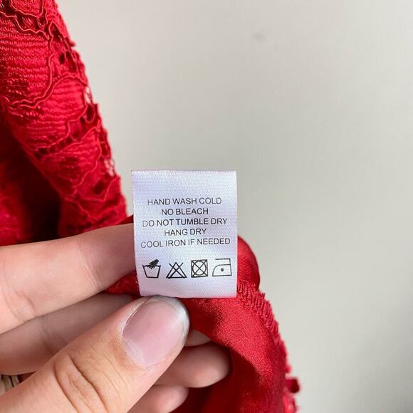 LOVERS + FRIENDS Dress Caspian Shift Lace Mini Sleeveless Red Exposed Zip S - Picture 6 of 8